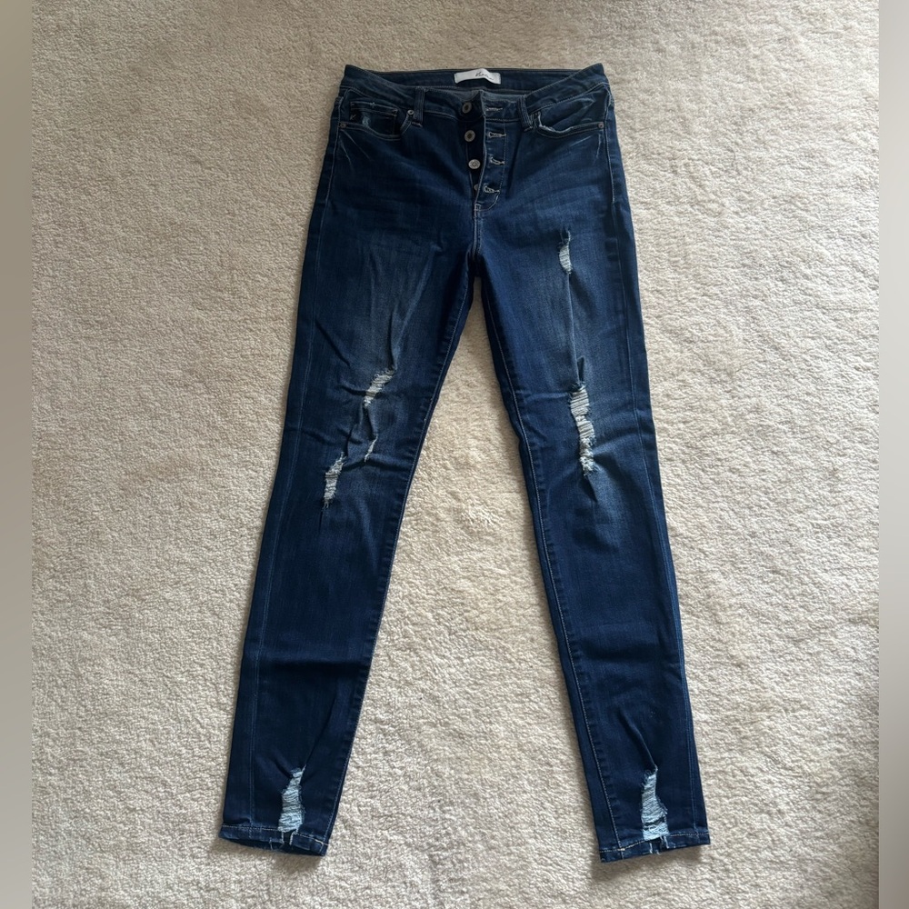 KanCan Dark Blue Distressed Skinny Jeans